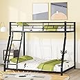 Bellemave Twin Over Full bunk Bed，Metal Floor Bunk Bed, Bunk Bed for Kids, Adults, Bunk Bed for Boys, Girls, Adult bunk beds Heavy Duty, Black