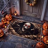Klyyo Clyro Halloween 3D Illusion Skull Door Mat 3D Rug Optical Illusion | 20 x 32 in Spooky Non-slip Doormat Skeleton Halloween Welcome Door Rug Gothic Home Decor for Front Door Bathroom Bedroom Gift