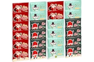EAASTY 24 Packs Christmas Slim Pack Facial Tissues Travel Pocket Tissues Holiday Santa Claus Snowman Gnome Tissue Paper Wallet Size Pocket Tissues Packs for Christmas New Year Winter Theme Party Favors