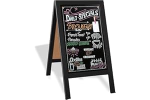 Ilyapa Wooden A-Frame Chalkboard Sign with Eraser - 40 x 20 Inch Magnetic Sidewalk Menu Board – Sturdy Freestanding Black Sandwich Sign Board Menu Display for Restaurant, Business, or Weddings