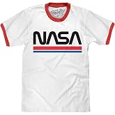Tee Luv Men's NASA Shirt - Classic NASA Worm Logo Ringer T-Shirt