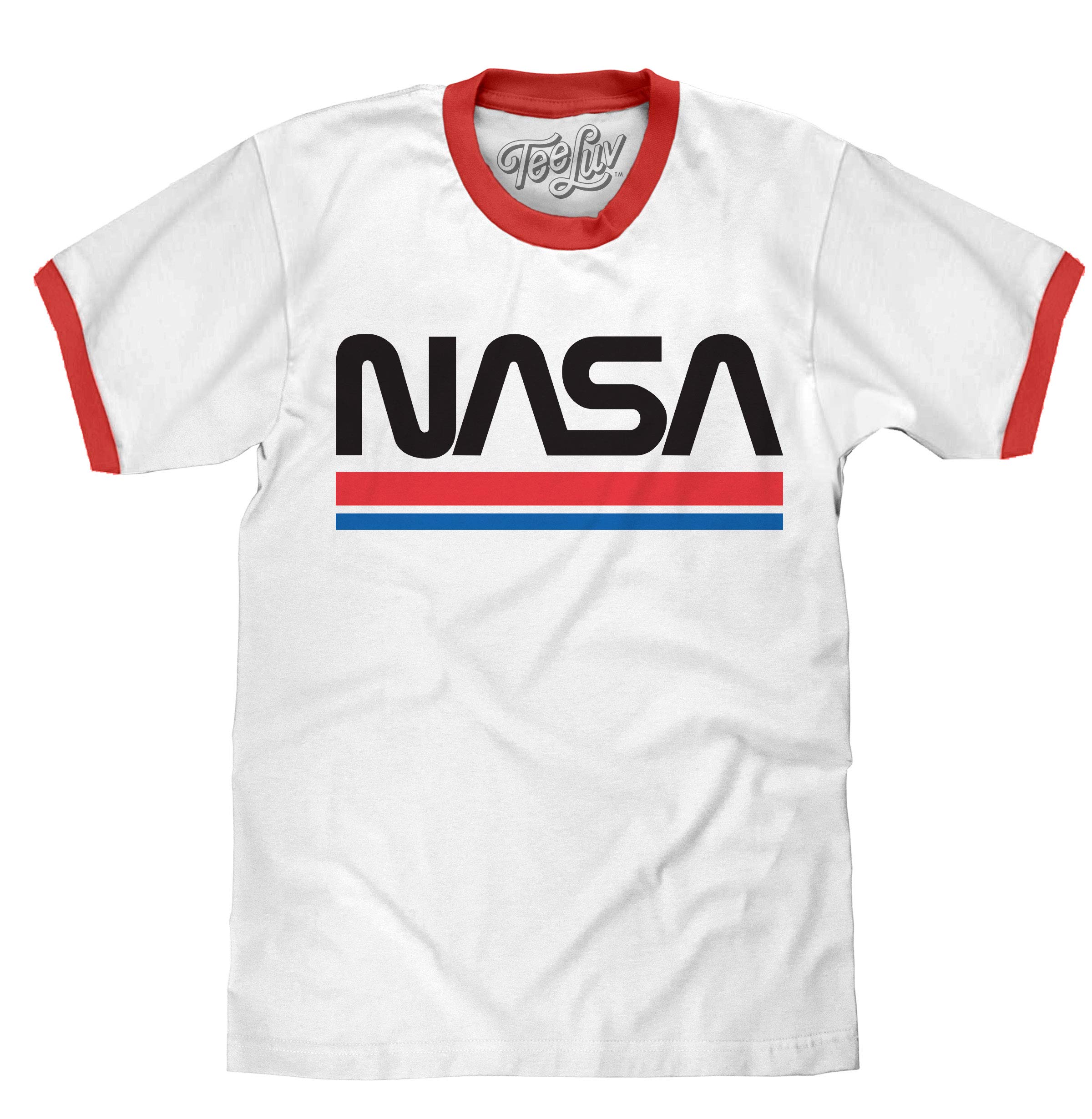 Nasa Ringer Mua Tee Luv Men's NASA Shirt - Classic NASA Worm Logo Ringer T-Shirt ...