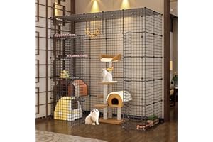 DIY Large Cat Cages Indoor,DIY Kennel Playpen.Detachable Metal Wire Large Cat Cage Exercise Place Ideal for 1-4 Cat,Comes wit