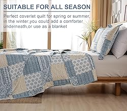 Plaid Quilt Set Queen Size Bedspread Coverlet