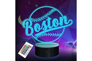 LIGHTZZ Baseball Gifts, Baseball Night Light, 3D Illusion Lamp for Boys Gift 16 Changing Color Remote Control Kids Room Lighting Ball Decor (Boston)