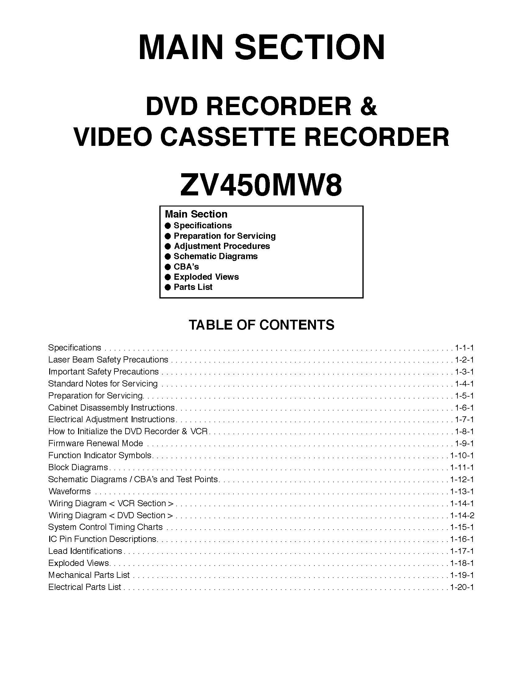 ... owners manual Array - zv450mw8 service manual magnavox funai amazon com  books rh amazon ...