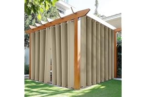 HDCAXKJ Waterproof Outdoor Curtains for Patio with Zipper Top & Bottom Grommet Thermal Privacy Drapes 2 Panels Gazebo Outside Blackout Curtains for Porch Pergola Backyard, 54" W x 84" L, Khaki