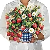 Freshcut Paper Pop Up Cards, Strawberry Blossom, 12 Inch Life Sized Forever Flower Bouquet 3D Popup Greeting Card, Birthday Cards, Thank You Card, Blank Notecard & Envelope