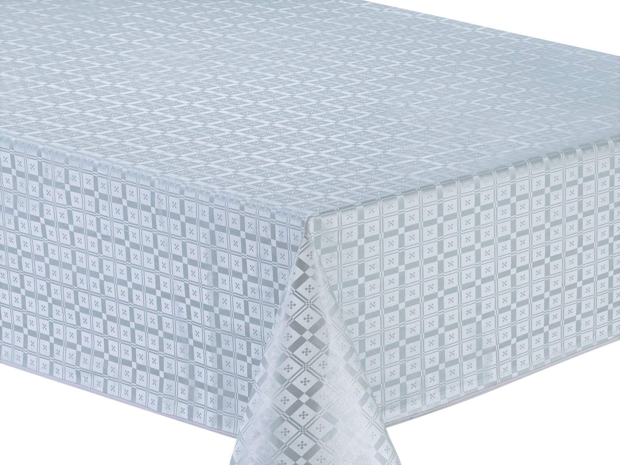 Home Direct Embossed Rectangular Oilcloth PVC Wipe Clean Tablecloth Table Cover 140cm x 200cm 55x78 Sage Light Grey