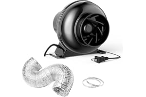 InfiniPower 4 Inch 195 CFM Inline Ventilation Fan 4" 8 Feet Aluminum Ducting, System Kit, Combo for Grow Tent, Greenhouse, Kitchen, Basement, Attic, Black
