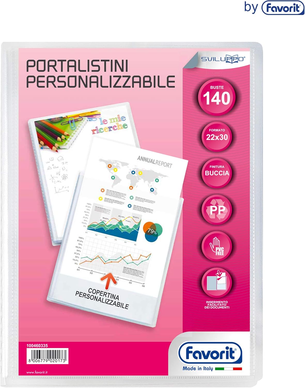 Portalistino Personalizzabile Favorit - 80 Buste A4, Copertina Trasparente - Foto 7