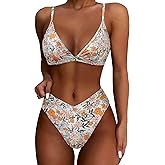 SUUKSESS Women Triangle High Cut Bikini Sets Sexy High Waisted 2 Piece Swimsuit