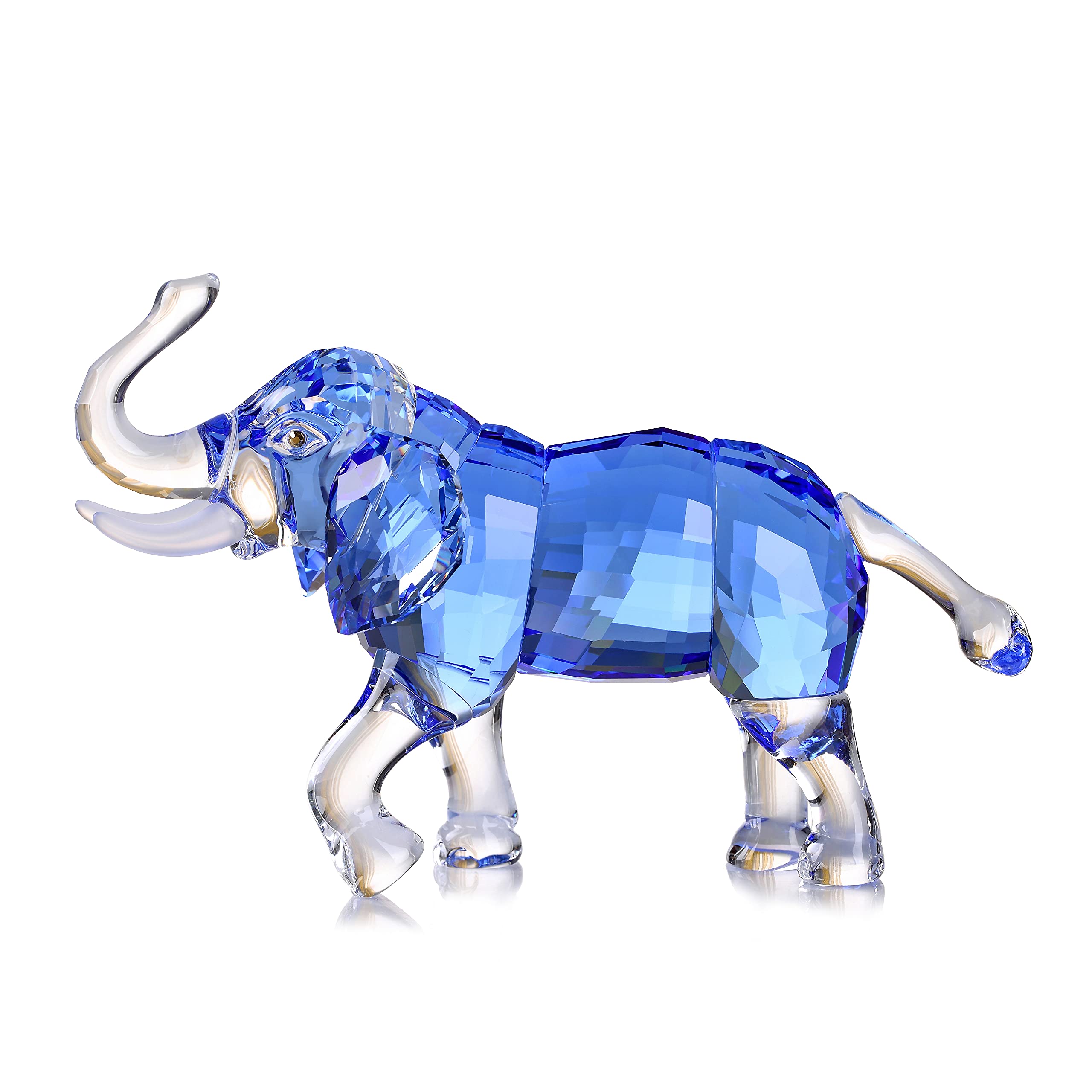 DOJOZ Crystal Lucky Elephant Figurine Collection Ornament Statue Animal Collectible Home Decor (Blue)