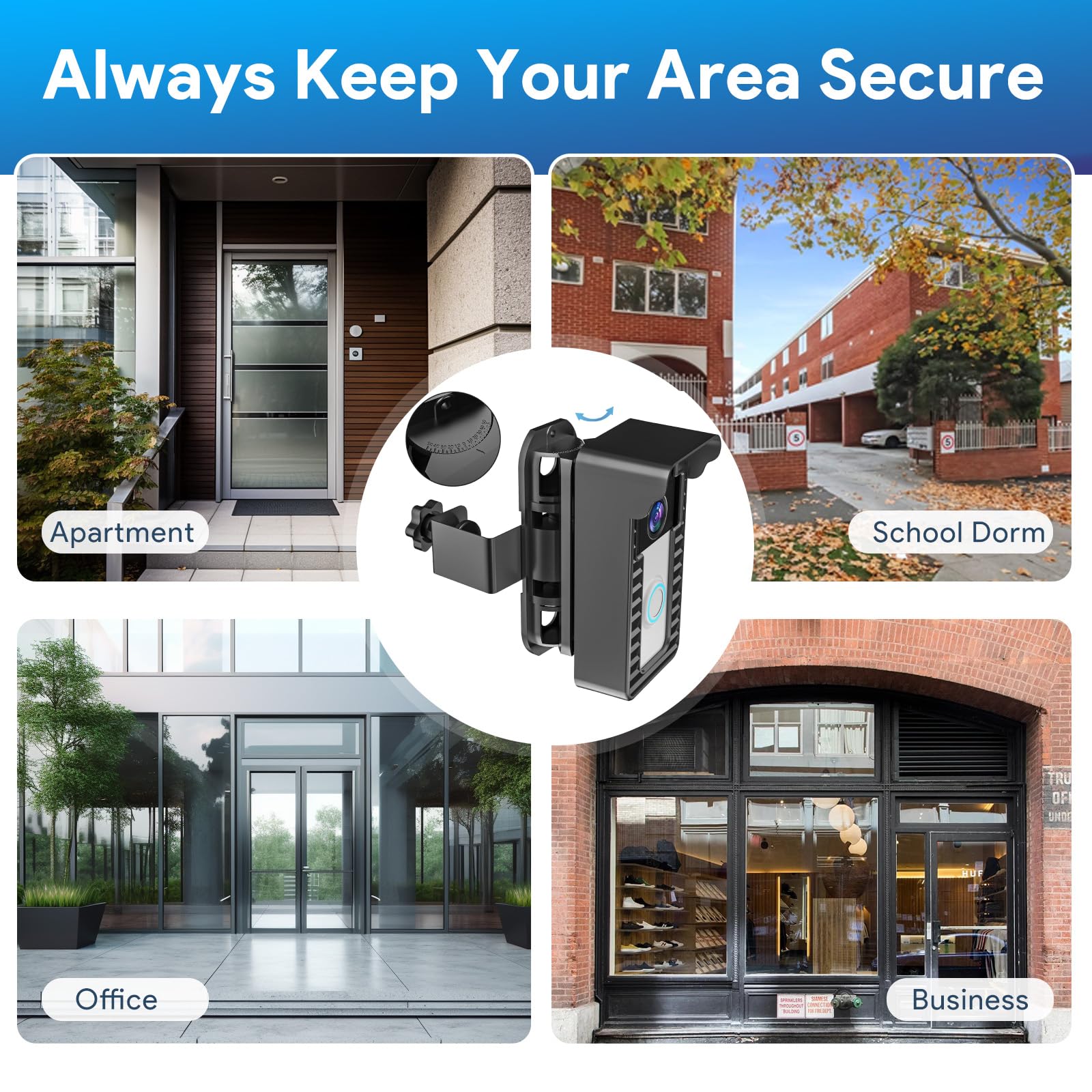 Ring Doorbell Mount, Anti-Theft Video Doorbell Angle Mount for Apartment with 45 to 135 Degree Adjustable, Ring/Blink/Eufy Wireless Camera Doorbell Bracket Holder