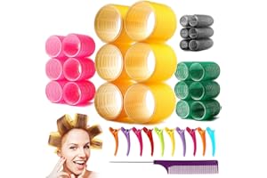 AFANSO Hair Rollers Set, Self Grip Jumbo 2.5 Inch Hair Rollers Curlers,Salon Hair Dressing Rollers for Hair DIY, Curly Hairstyle Tools for Women, Multicolor (54mm 44mm 32mm 25mm 24Pack)