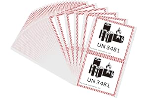 Hybsk 4.7" x 4.3" Lithium Ion Battery Transport Caution Warning Labels 50 Adhesive Stickers (UN3481)