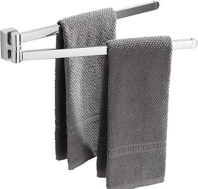 BGL Chrome Swivel Towel Rail Stainless Steel Wall Mounted 2 Arm