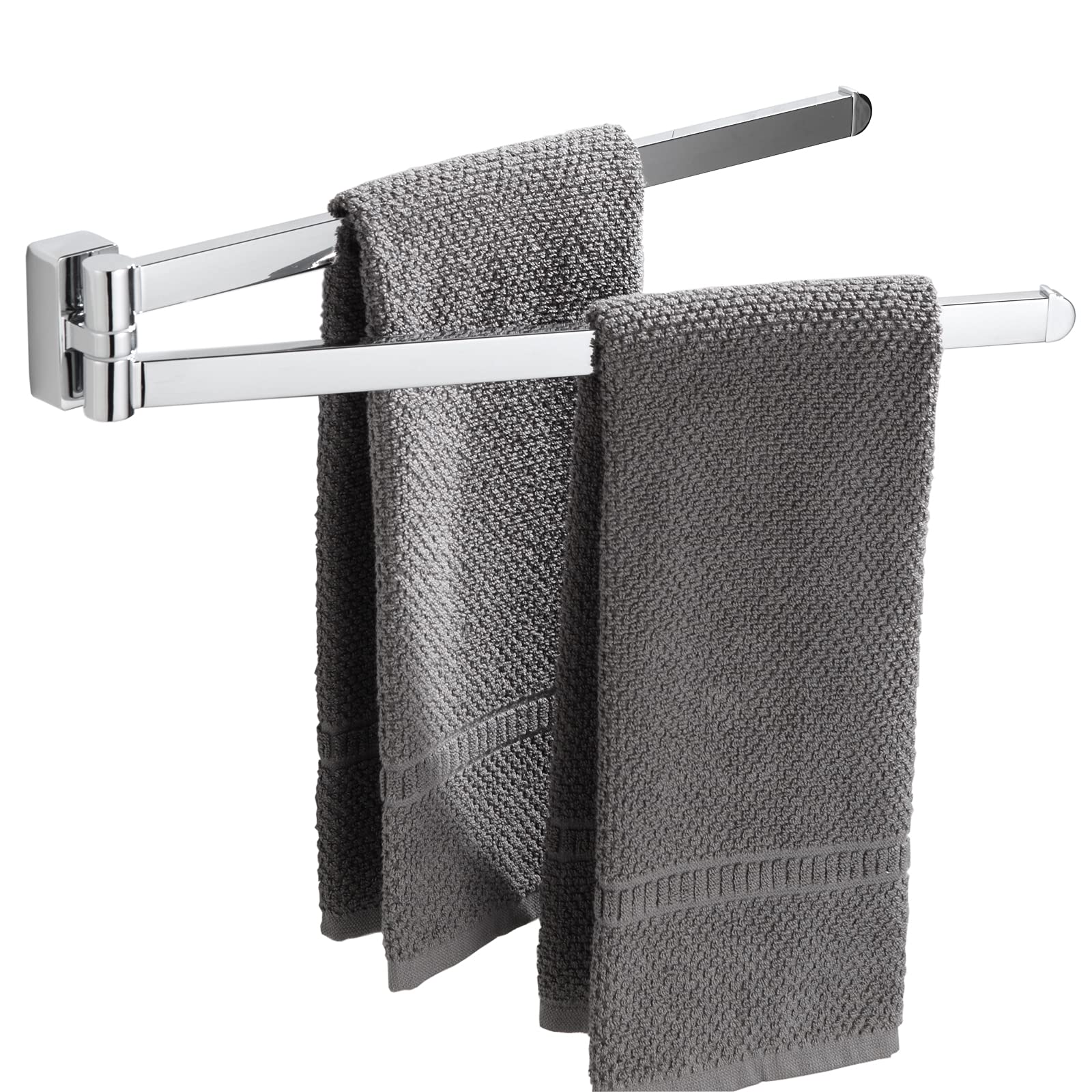 BGL Chrome Swivel Towel Rail,Stainless Steel Bathroon Kitchen Wall Mounted Towel Rack Holder with 2 Swivel Bars — image 1