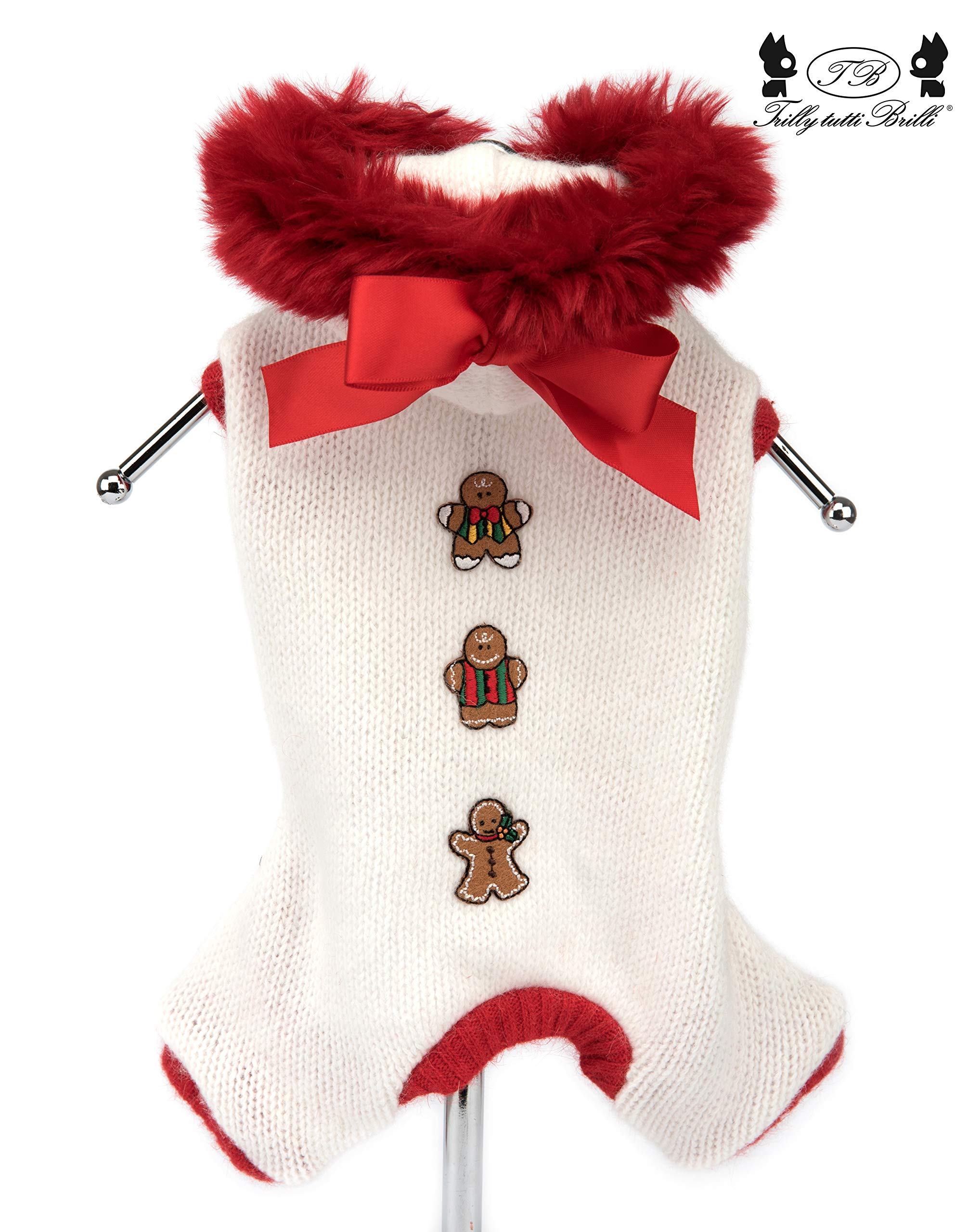 Trilly Tutti Brilli Dylan Quattrozampe Angora with Hood, White, XS