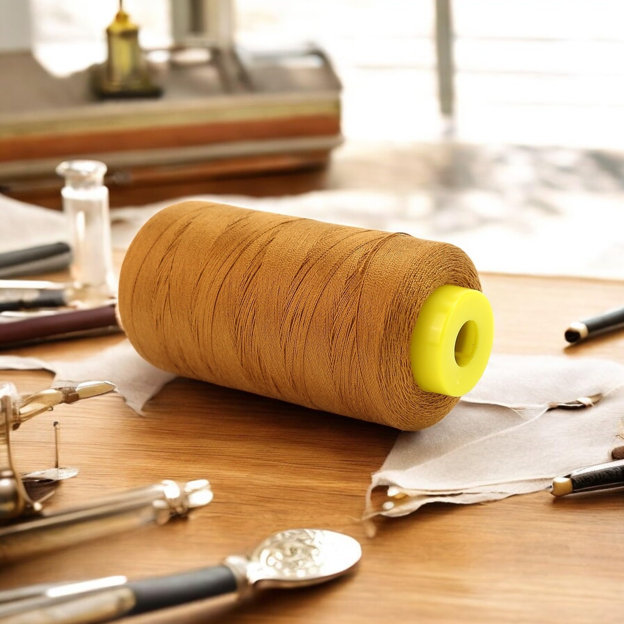 1500 Yards Jean Denim Thread for Sewing Machine, Blue Jean 20s/2 Heavy Duty Strong Thick Bonded Cone Spool 100% Polyester for Shoe Bag Canvas Leather Nylon Hand Quilting, 2.2x4.37'' (Cotton Thread)