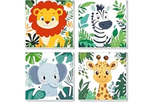 KEYIFA 4 Pack Paint by Numbers Kids Kit with Frame, Easy Animal Painting Kits for Adult Beginners, Plants Acrylic Painting on