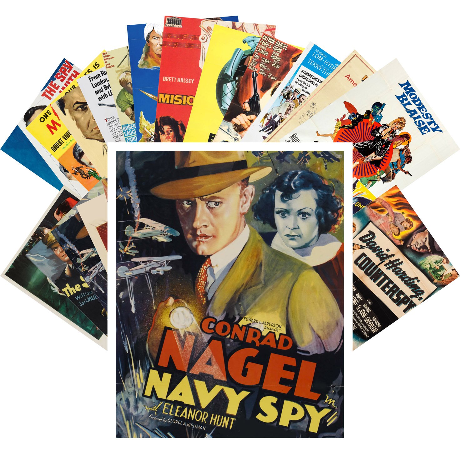 Postcard Pack 24pcs Spy and Secret Service Vintage Trash Movie Posters Ads