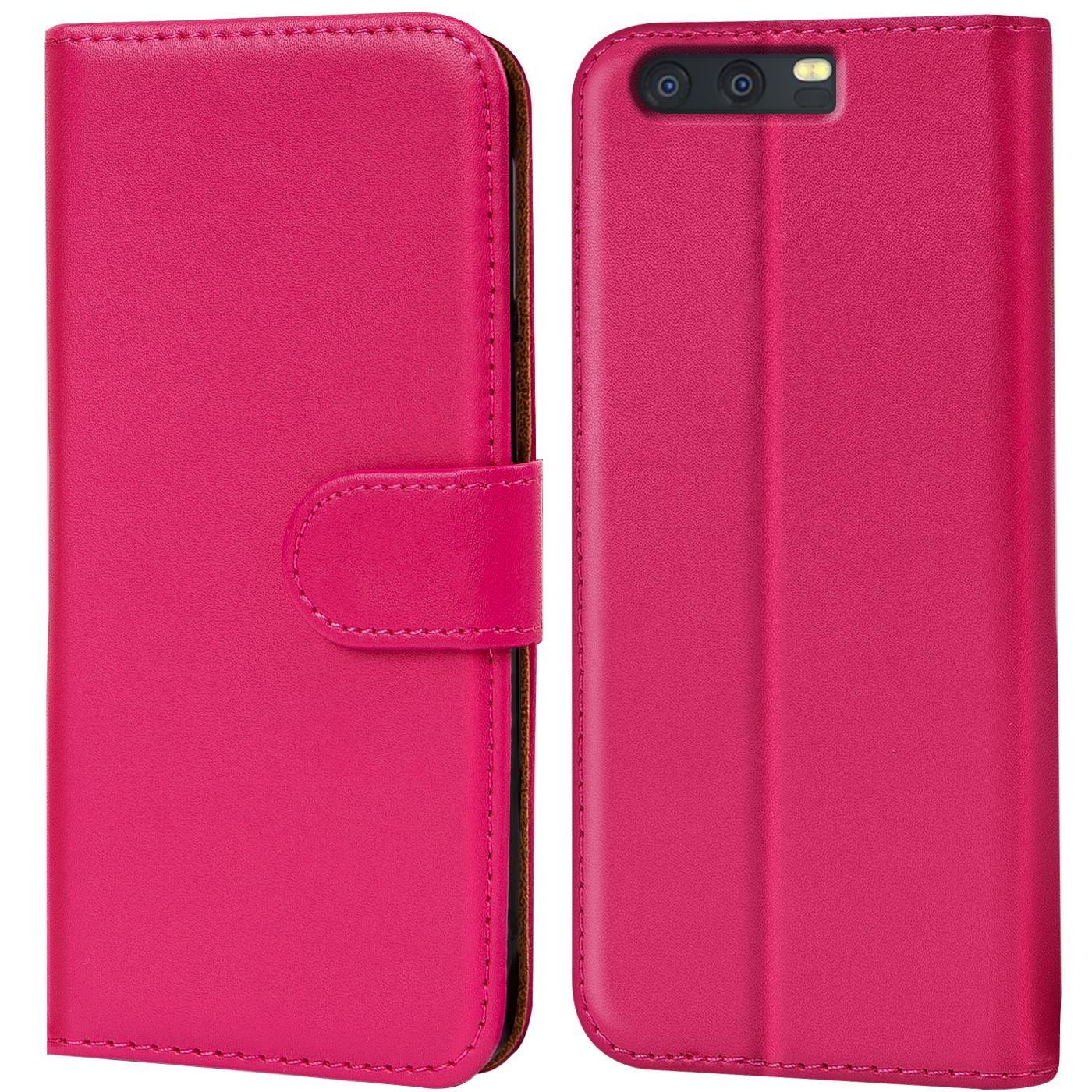 Verco Wallet Case for Huawei P10 Book Cover with Magnetic Closure compatible with Huawei P10 Flip Case with Card Slots Faux Leather - Pink