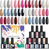 Phoenixy Gel Nail Polish 21 Colors Set with Base Top Matte 8ml