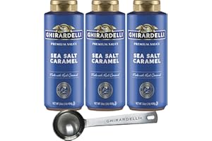Ghirardelli Sea Salt Caramel Flavored Sauce - 16 oz Squeeze Bottle (Pack of 3) with Ghirardelli Stamped Barista Spoon