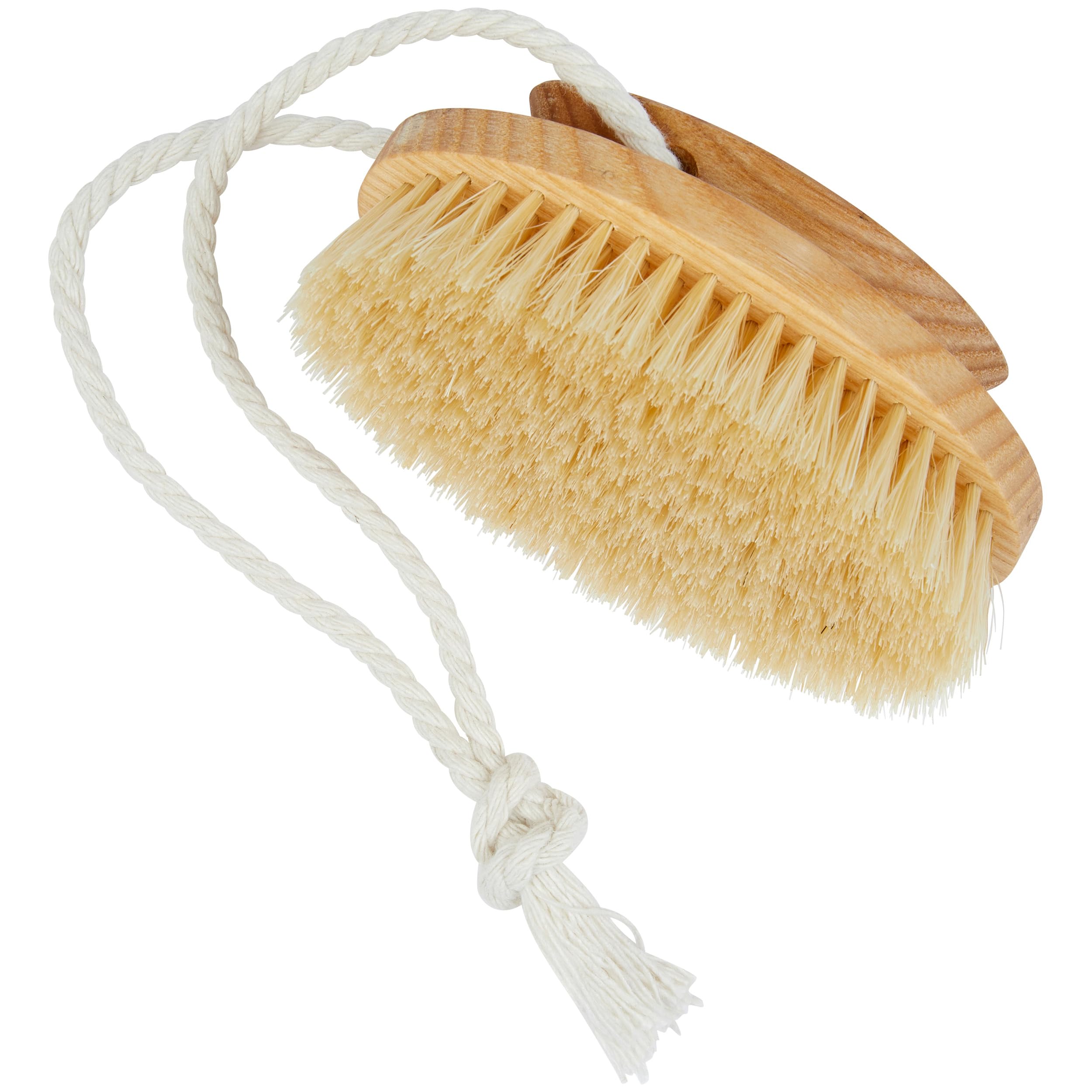 Kent Brushes Compact Natural White Bristle Shower/Exfoliating Brush Oval Beechwood Handle
