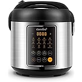 COMFEE' Rice Cooker, 14-in-1 Stainless Steel Multi Cooker, Slow Cooker, Steamer, Sauté, and Warmer, 5.3 QT, 20 Cups Cooked (10 Cups Uncooked), Brown Rice, Quinoa and Oatmeal