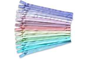 YKK Zippers Assorted Pastel Colors Pack 10 Inch Number 3 Nylon Coil Set of 12 Pieces
