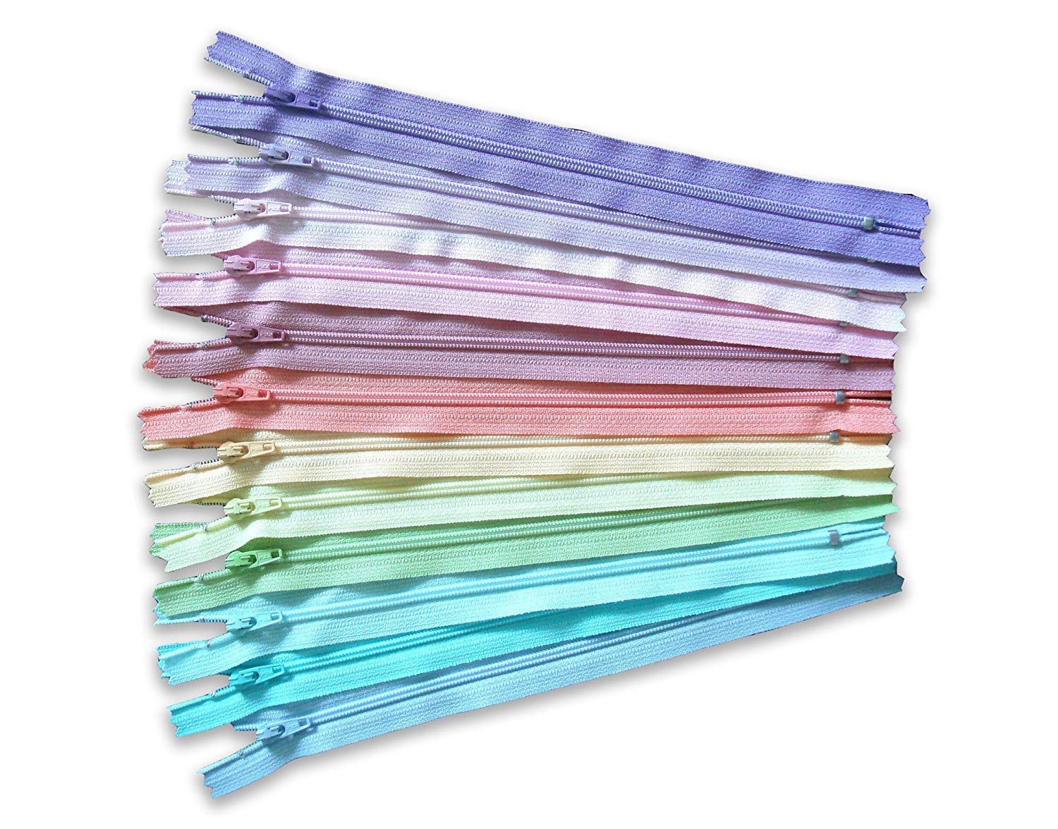 Photo 1 of YKK Zippers Assorted Pastel Colors Pack 9 Inch Number 3 Nylon Coil Set of 12 Pieces
