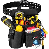 Tool Belts,18-Pocket Magnetic Tool Pouches with Drill Holster,Metal Buckle | Heavy Duty Tool Belts for Men,Detachable Utility Tool Belt Pouch with Handle for Electrician Carpenter Construction Worker