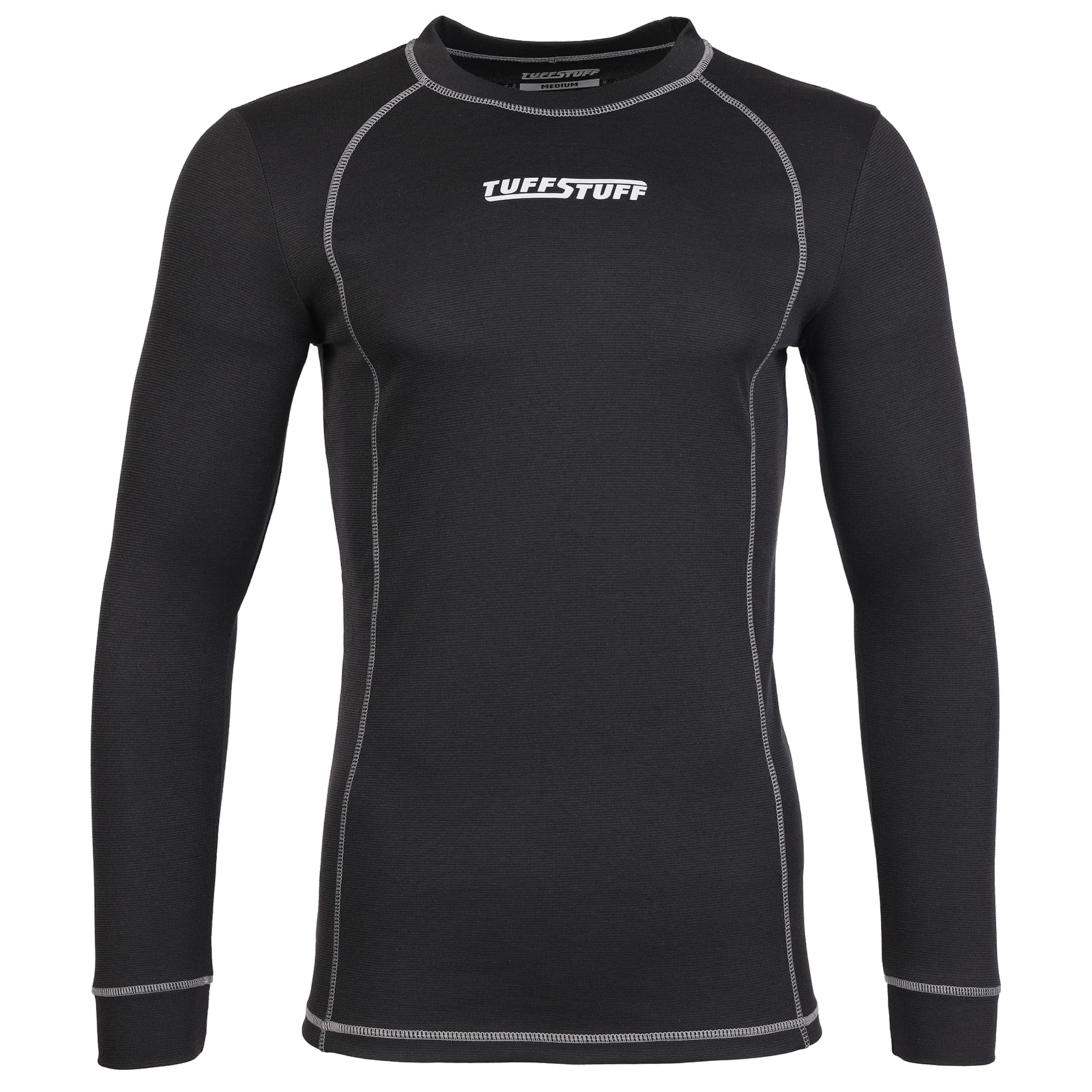 TuffStuff - Basewear Mens Long Sleeve Black Thermal T-Shirt, Large - Lightweight Easywarm Base Layer, 4-Way Stretch, Breathable, Moisture Wicking & Quick Drying - Ideal for Cold Weather & Layering
