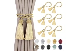 6 Pack Curtain Tiebacks Curtains Tie Back with Tassels- Curtain Holdbacks Tassel Decorative Rope for Towel Bedroom Bathroom K