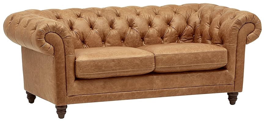 Amazon Brand – Stone & Beam Bradbury Chesterfield Leather Loveseat