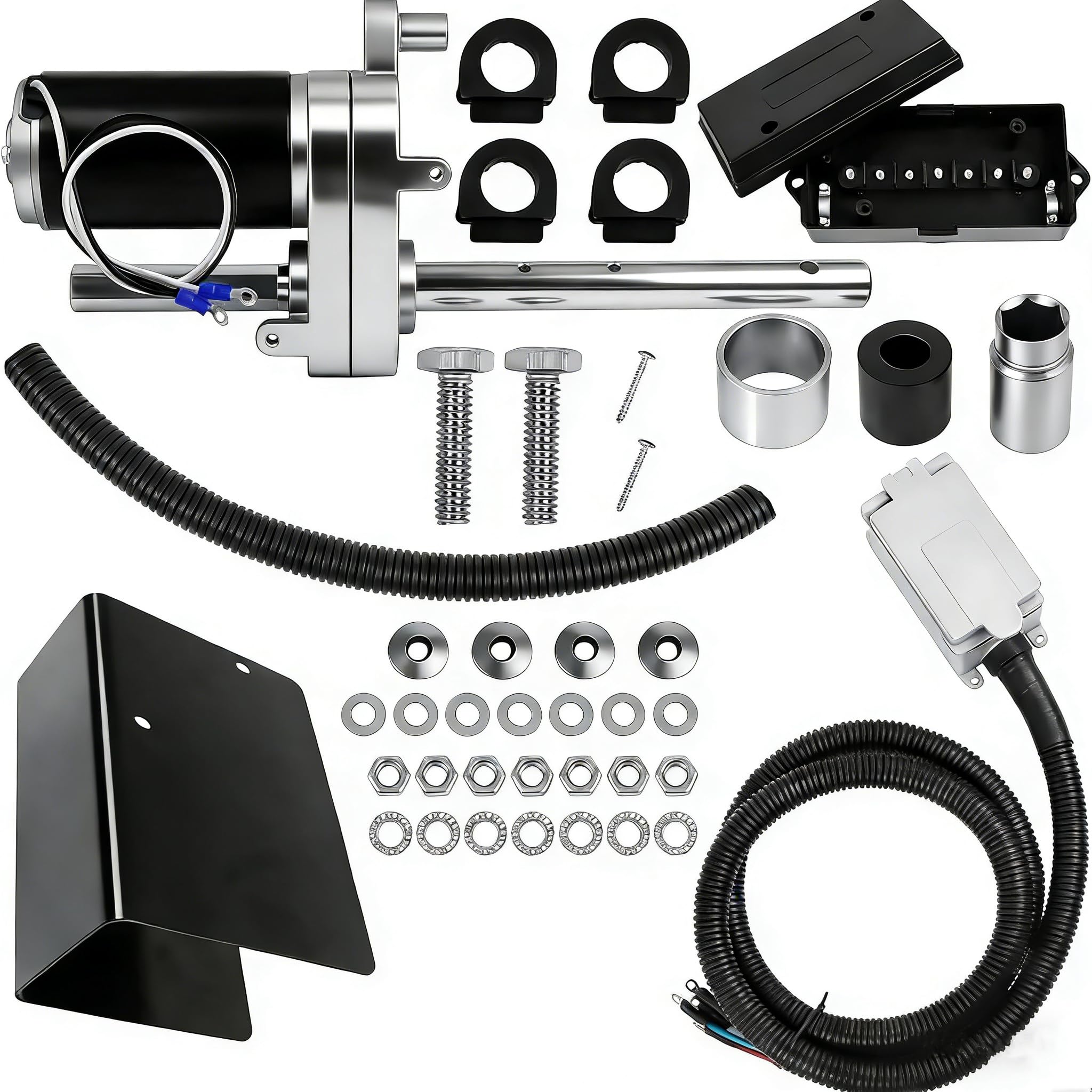 Photo 1 of 12,000 lbs Electric Powered Trailer Jack Conversion Kit, Compatible with Bulldog Single Speed Jacks, Heavy-Duty 12V Drive Kit with Control Switch (Replace # 1824200100)