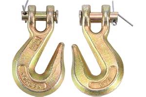 FGJQEFG 3/8 Inch 2Pcs Clevis Grab Hooks Grade 70 Chain Hook 7500 Lbs Working Load Limit for Trailer Truck Transport, Yellow Zinc Finish