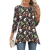 LOMON 3/4 Sleeve Tunic Tops for Women Loose Fit Dressy Casual Blouse Flowy Shirts to Wear with Leggings S-3XL