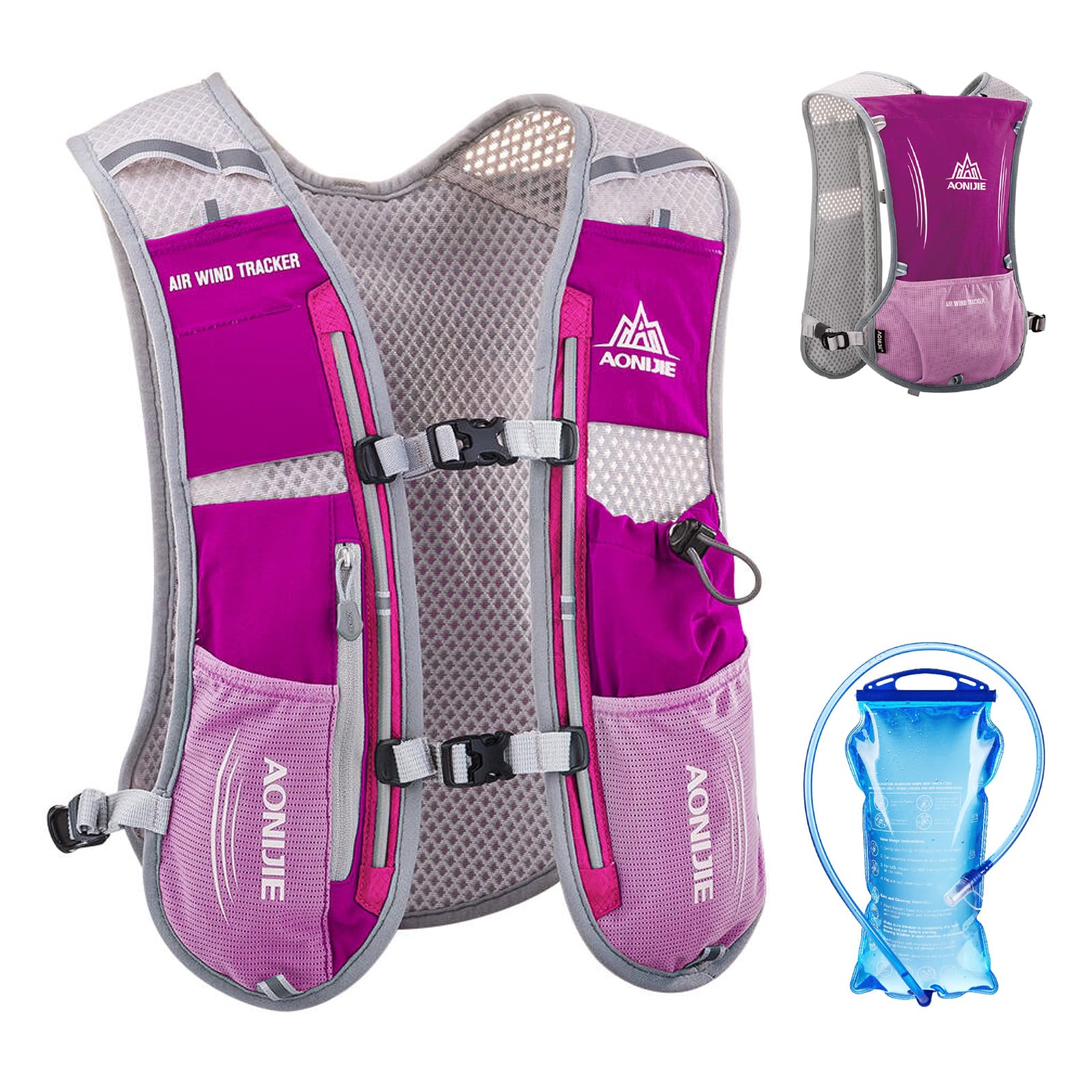 TRIWONDER 5L Running Vest Hydration Backpack Pack Running Hydration Vest Marathon Race Water Backpack Cycling Hiking for Men Women (Rose Red - with 1.5L Water Bladder)