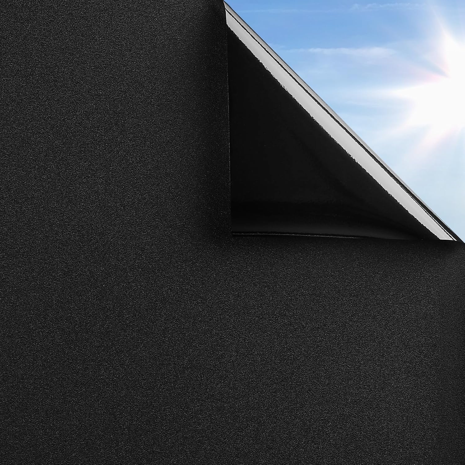 rabbitgoo Blackout Window Film, Black Out Window Film Privacy Day and Night, Blackout Glass Sticker Vinyl Covering for Glass Doors, Light Blocking UV Protection Dark Black 60x200 cm