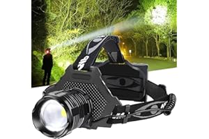 Bud K LED Headlamp Rechargeable, Upgraded 30W Super Bright Head Lamp100000 High Lumen with 6 Modes, Zoomable, IPX6 Waterproof Headlamps for Outdoor Hiking, Camping, Running, Fishing, Hunting