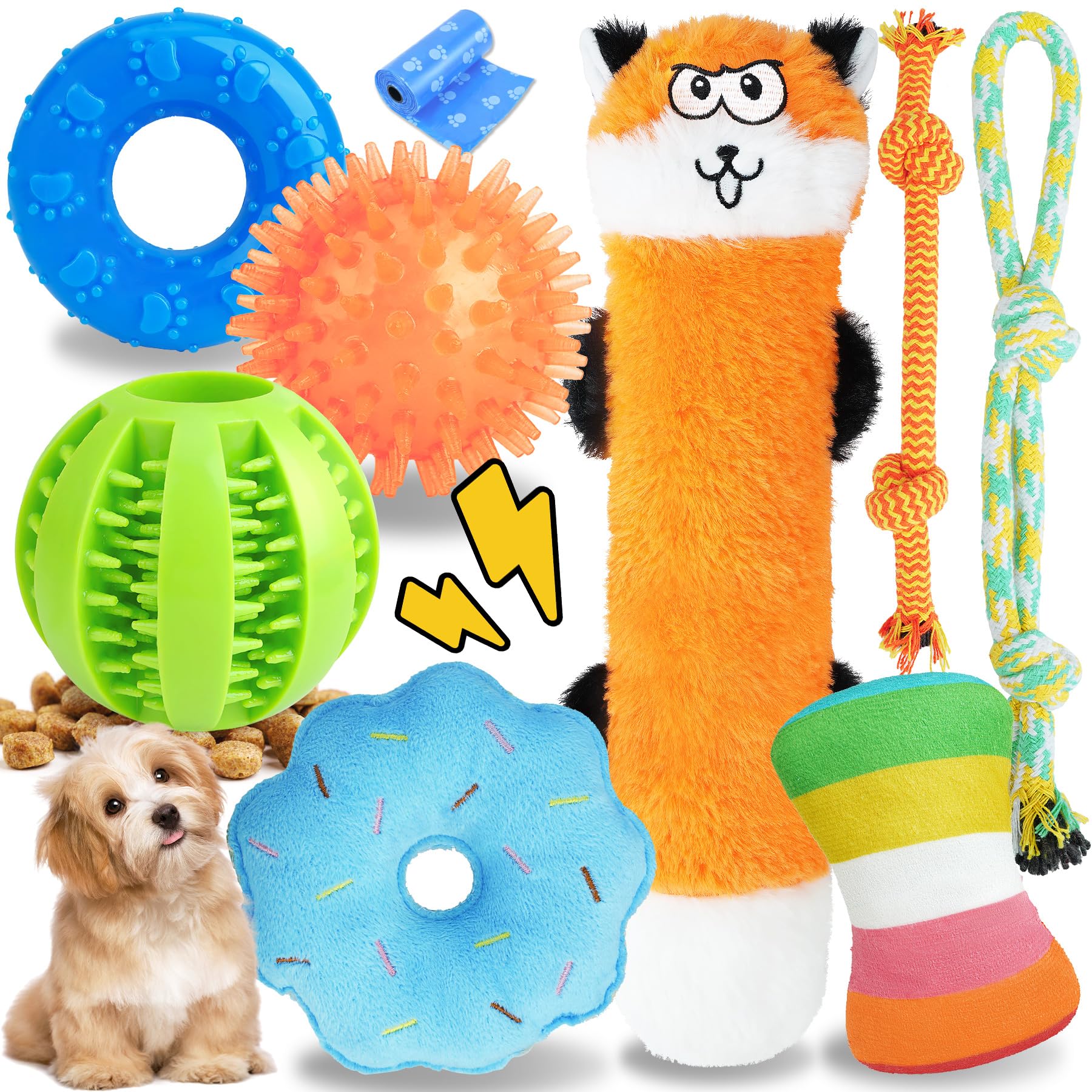 Photo 1 of PatsFran Puppy Toys for Teething, 9 Pack Interactive Dog Toys for Small Dogs, Puppy Chew Toys for Boredom with Rope Toys, Treat Ball and Cute Squeaky Toys