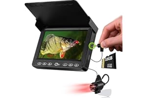 MOQCQGR FishPRO Underwater Fishing Camera w/DVR Portable - 4.3'' (No Need Learn) Ice Fishing Camera Underwater 32GB SD Card, 3-Grade IR Lighting, 20X Zoom,1000TVL Ice Fishing Fish Finder for Kayak Ice Fishing