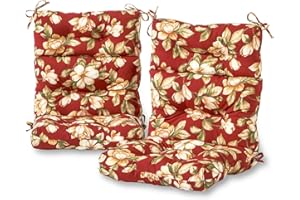 Greendale Home Fashions Outdoor 44 x 22-inch High Back Chair Cushion, Set of 2, Tuscan Floral 2 Count