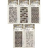 Tim Holtz - Stencils Set 2 - Five Item Bundle - Scribbles, Splotches, Bricked, Crackle, and Typo
