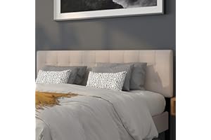 Flash Furniture Bedford Tufted Upholstered King Size Headboard in Beige Fabric