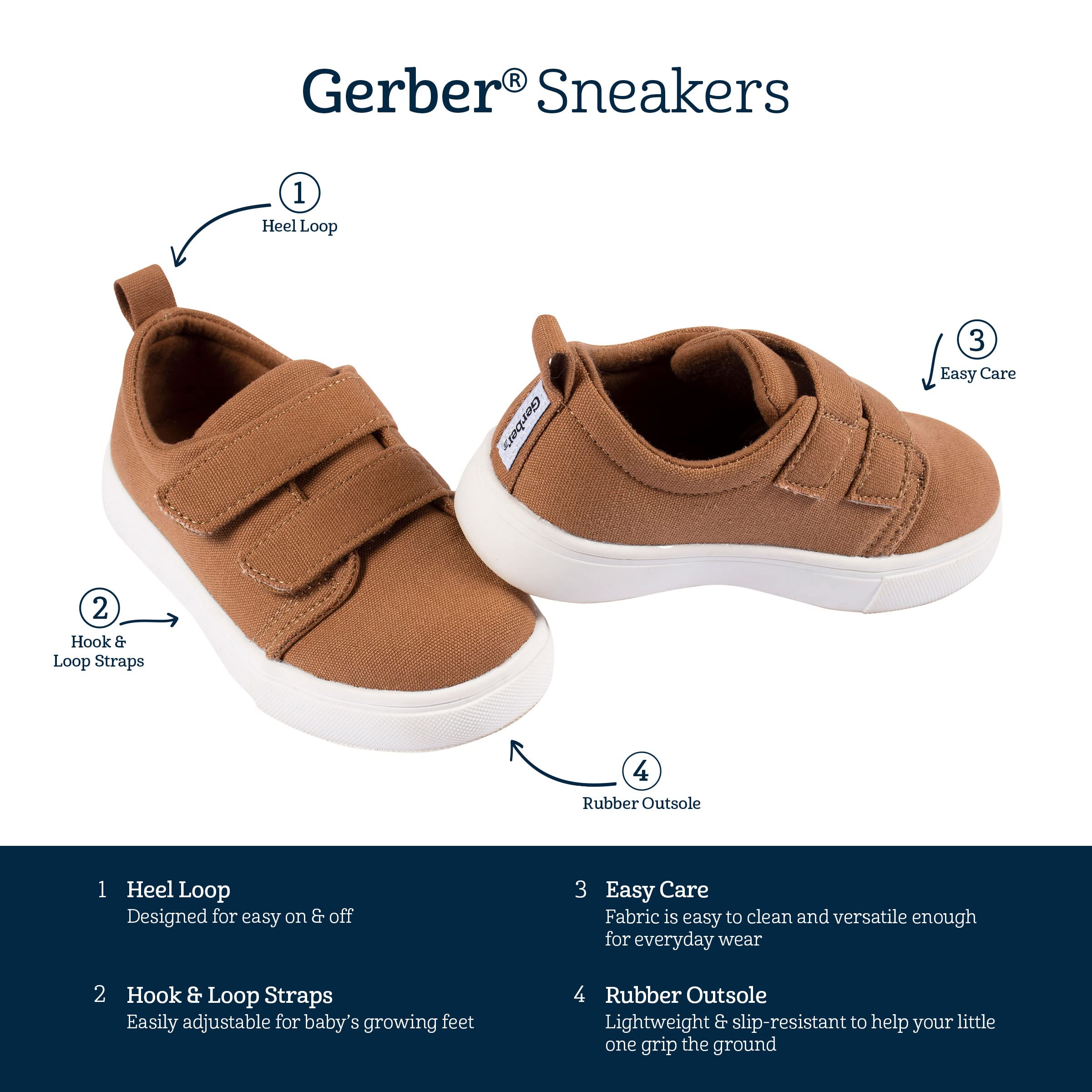 Gerber Unisex-Child Sneakers Crib Shoes Newborn Infant Toddler Neutral Boy Girl First Walker
