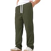 JOTOOK Mens Casual Corduroy Pants Lightweight Elastic Waist Drawstring Pants Straight Baggy Pants with Pockets